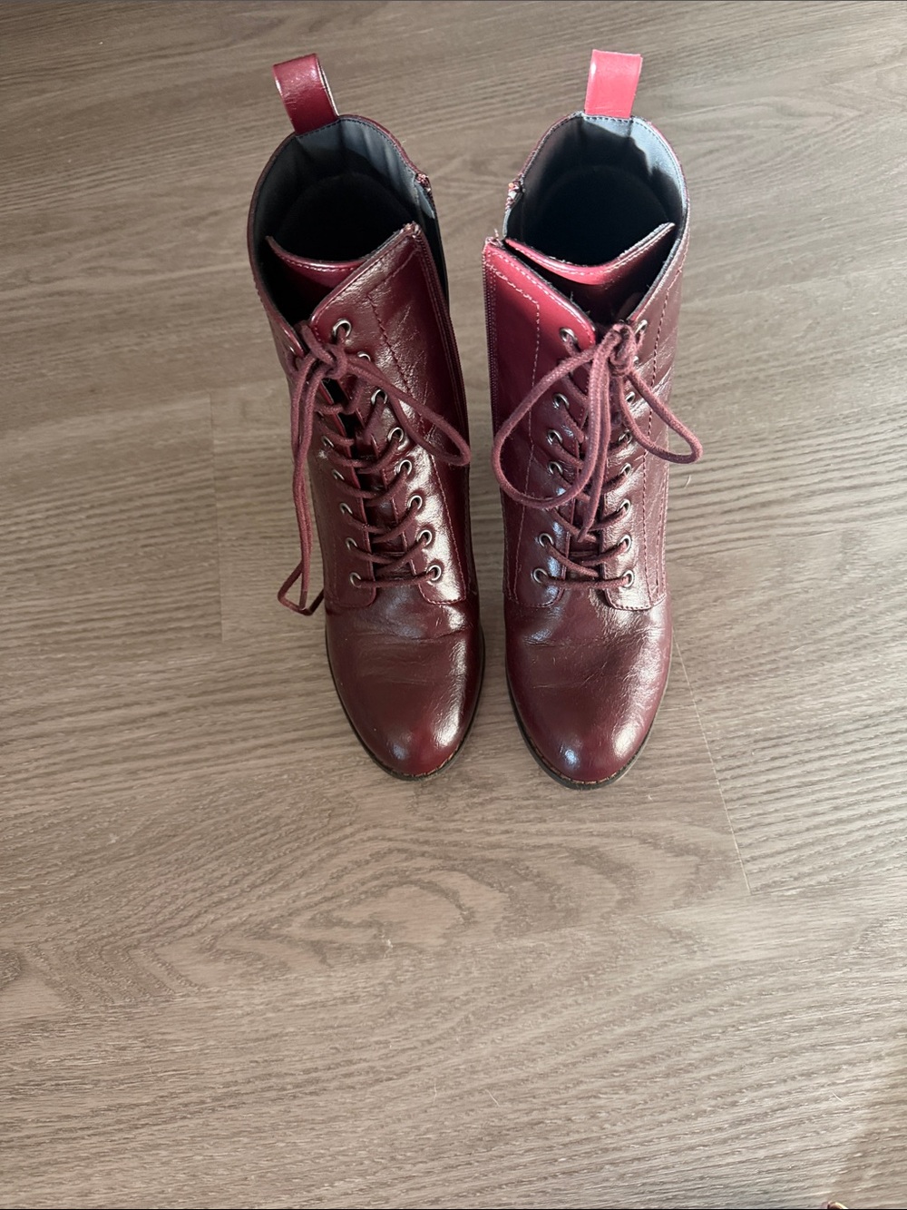 Journee Collection Burgundy Lace-Up Ankle Boots